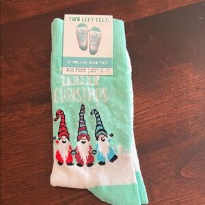 Two Left Feet Mint Christmas Gnome Crew Socks i’m chilling with the gnomes